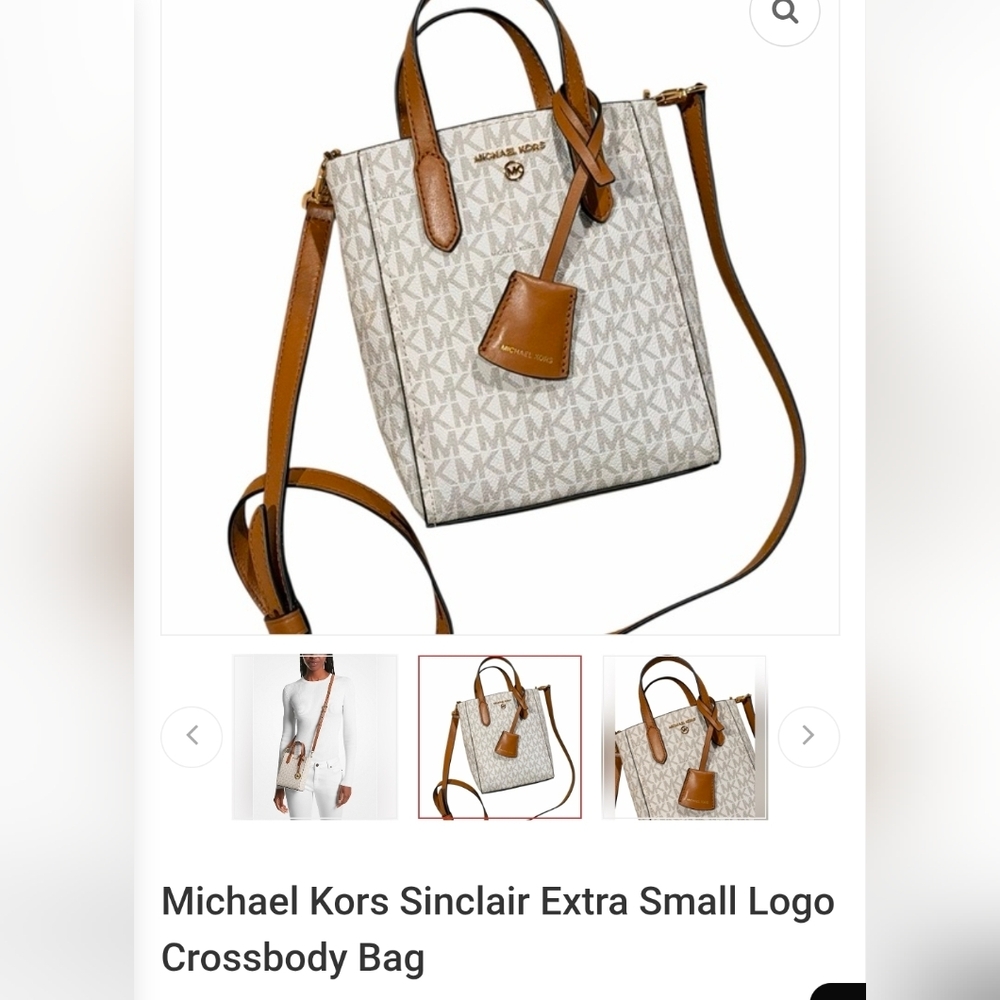Michael Kors Cream and Brown Crossbody Bag